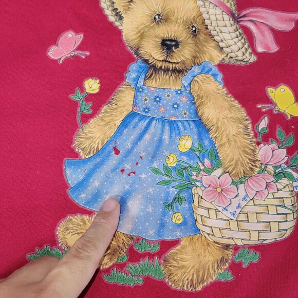 Vintage Jerzees Sweatshirt Womens Size 22F Purple Bear Garden Grunge Y2k Retro - Picture 11 of 16